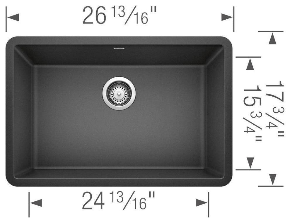 Blanco Precis 27" Single Bowl Silgranit Sink, Anthracite, Modern