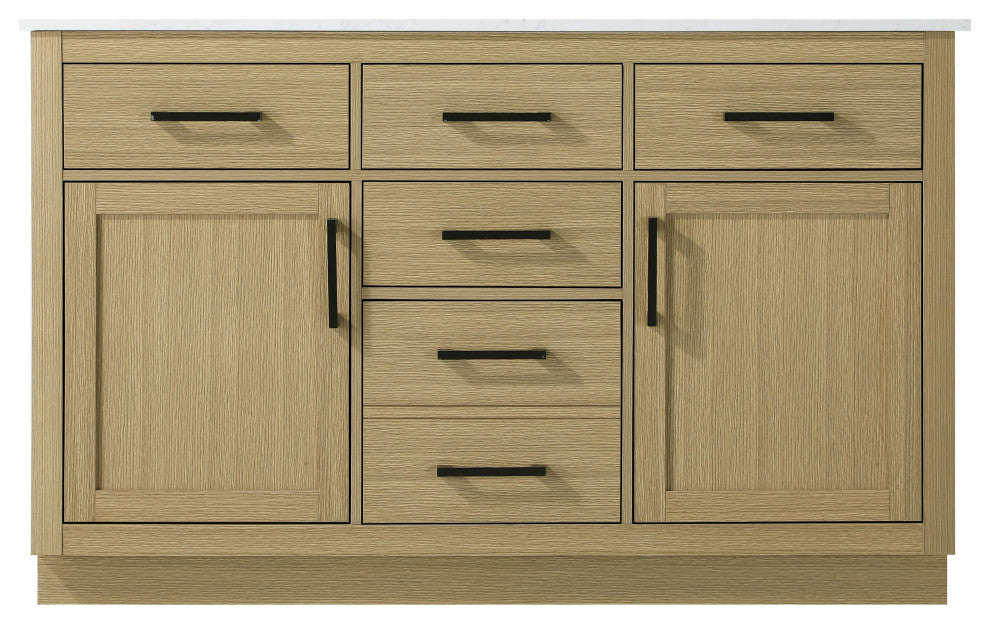 Home Living 54" Double Bathroom Vanity, Honey Brown