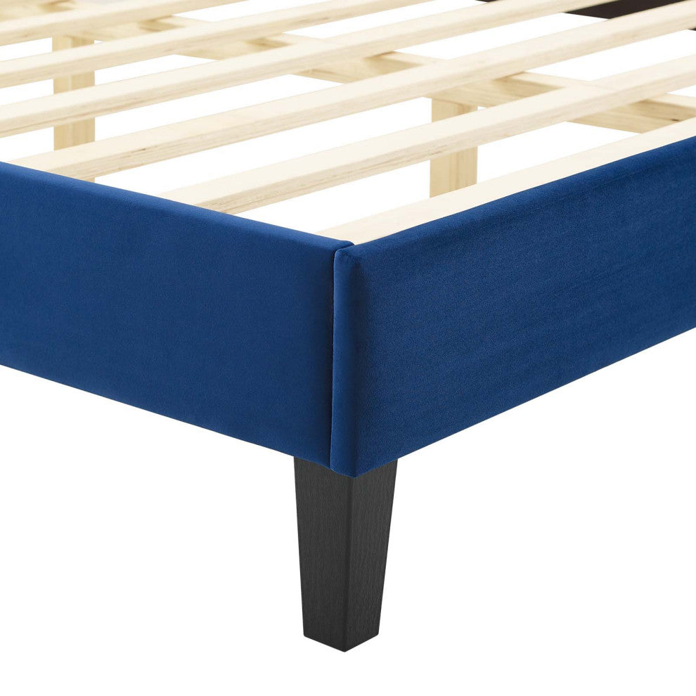 Current Performance Velvet King Platform Bed, Navy
