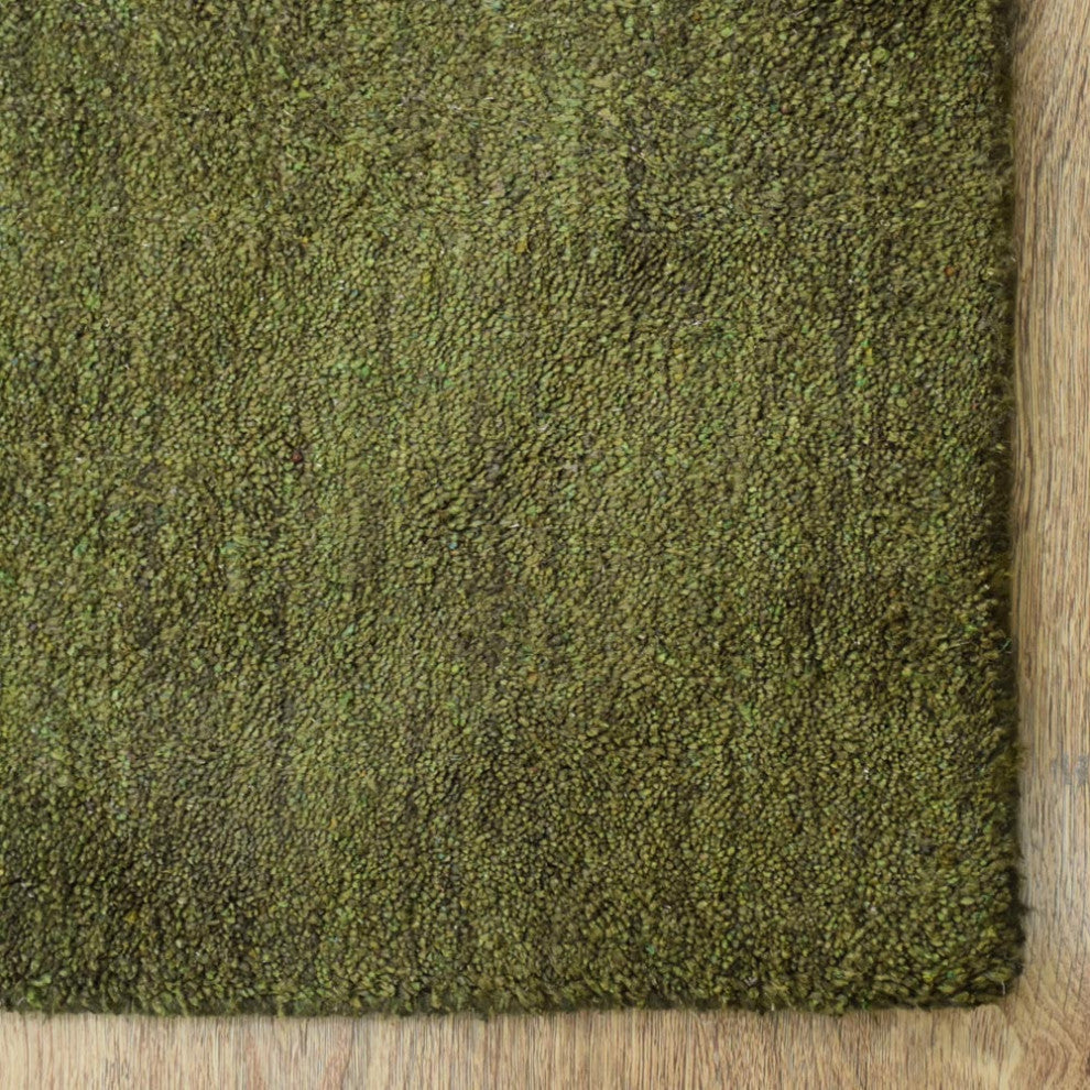 HAND KNOTTED LOOM SILK ECO-FRIENDLY RUGS-9'x12',Rectangle,Green Beige,Geometric