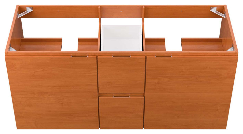 Scenic 48" Double Wall-Mount Bathroom Vanity Cabinet, Cherry Walnut
