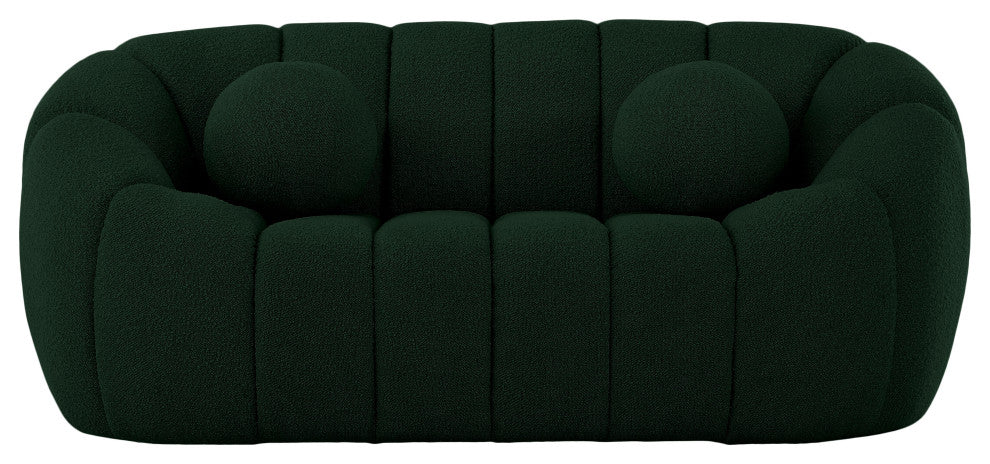 Elijah Boucle Fabric Upholstered Loveseat, Green