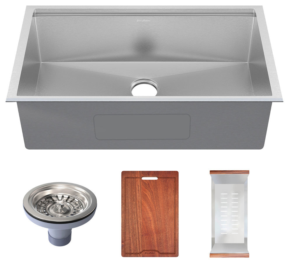 Rivage 33x19" Single Basin Undermount Kitchen Workstation Sink