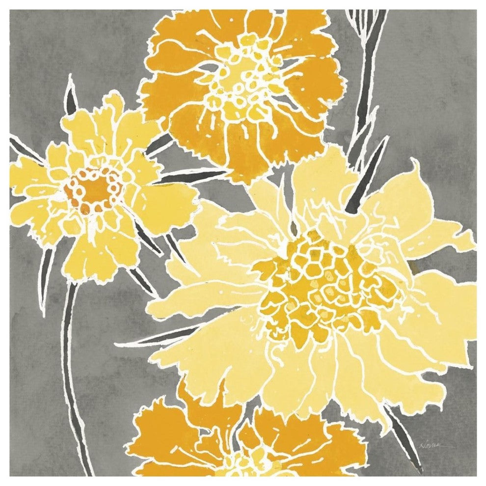 "Cloisonne Beauty I Gray Crop" Digital Paper Print by Shirley Novak, 38"x38"