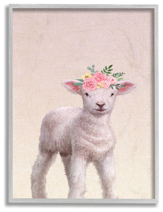 Baby Lamb Floral Rose Crown Girly Pink Nursery,1pc, each 16 x 20