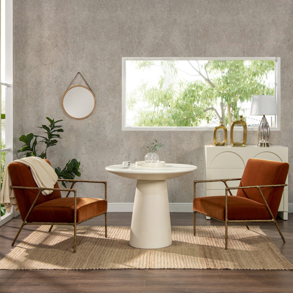 Aerin 24.5" Hammered Brass Accent Arm Chair, Burnt Orange