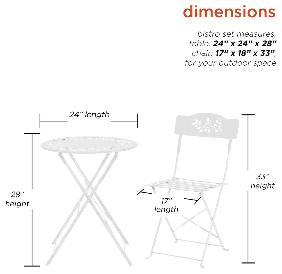 Metal 3-Piece Bistro Set, White