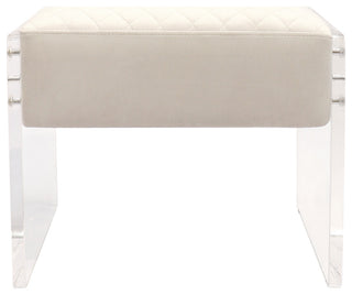Pasargad Home Tribecca Acrylic and Velvet Stool, White
