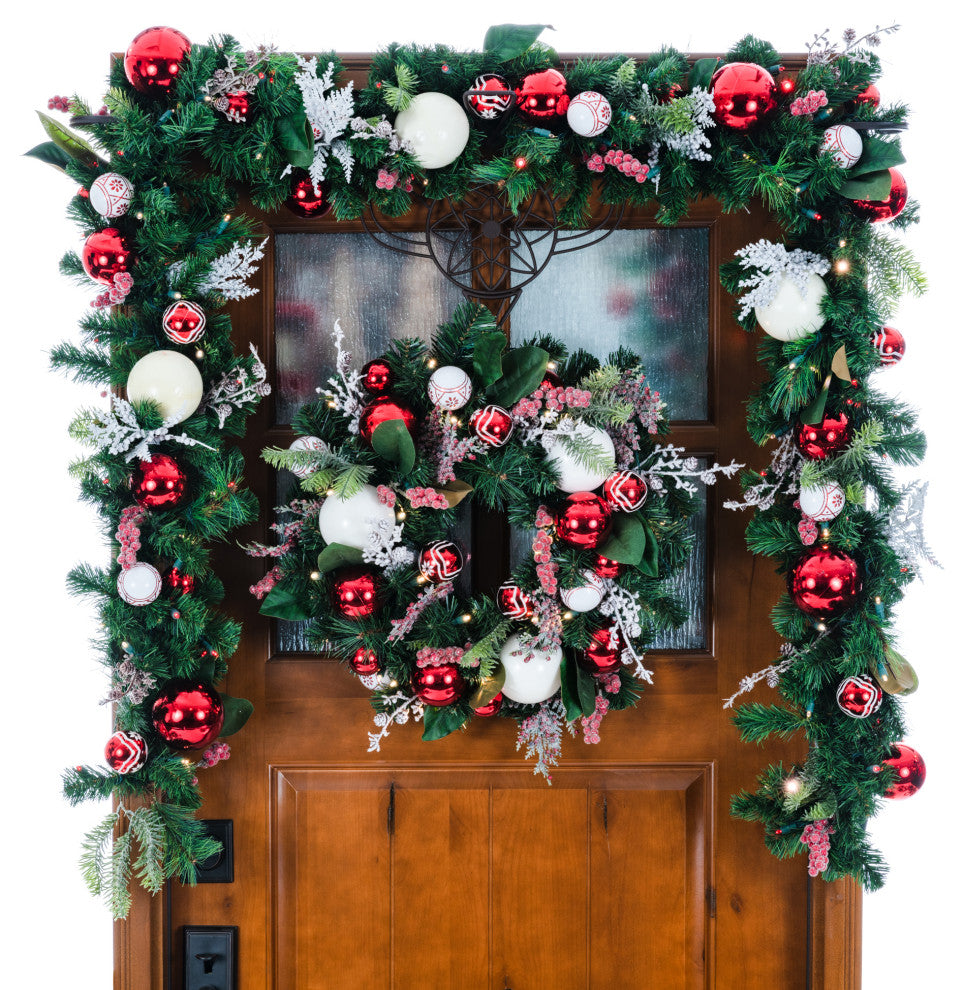 24" Lighted Christmas Wreath, Nordic