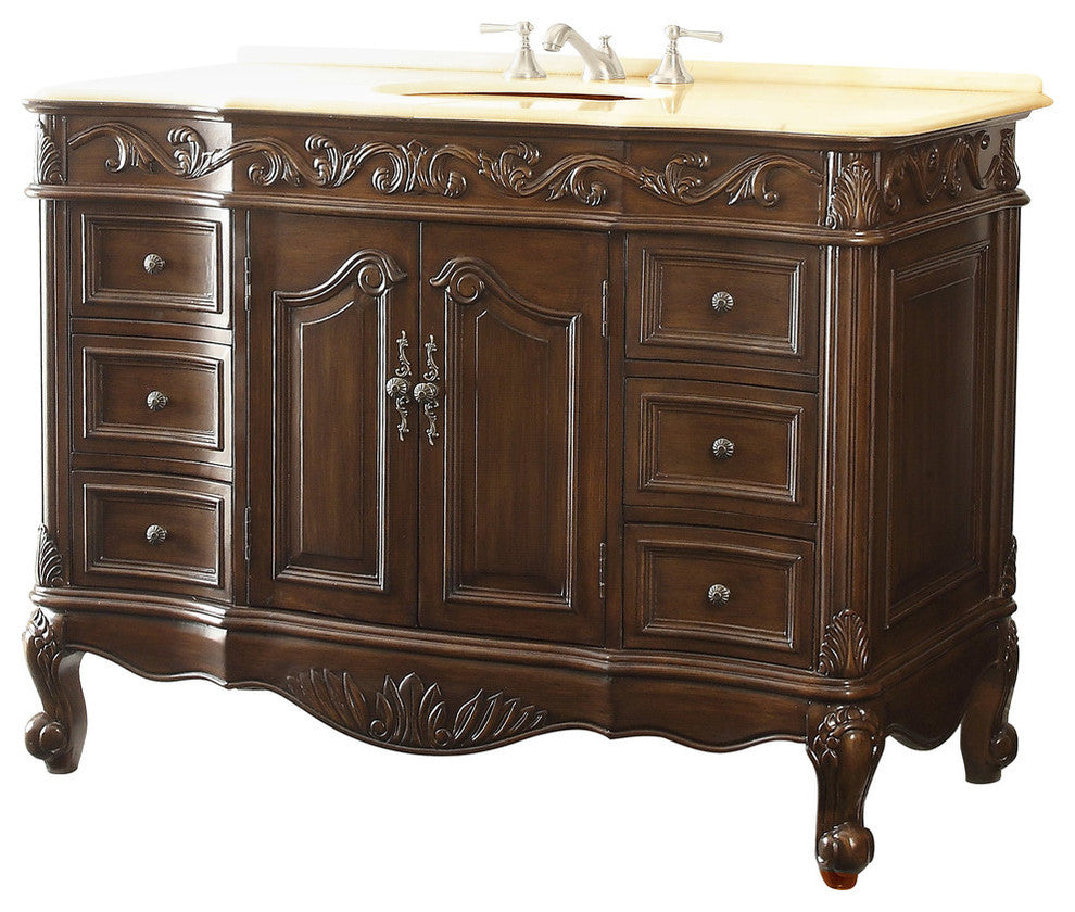 48" Cream Marble Top Classic-Style Beckham Bathroom Sink Vanity