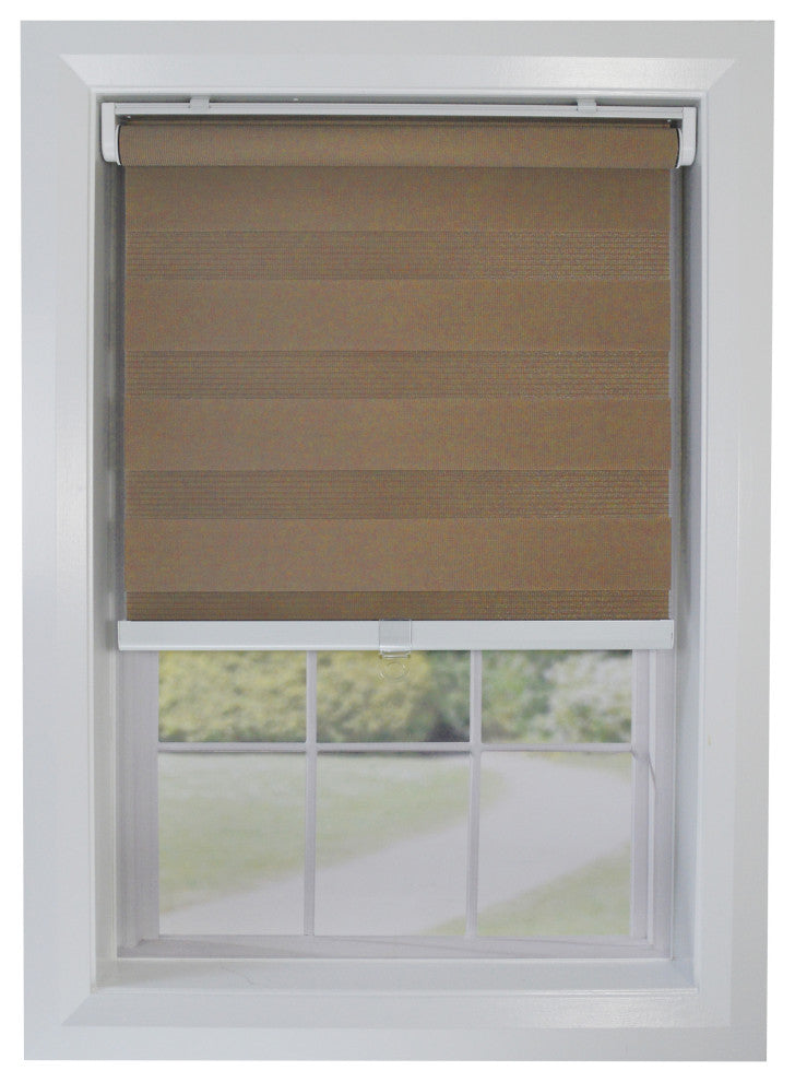 Versailles'' Cordless Zebra Slimline Privacy Shade, Camel, 31"x72"