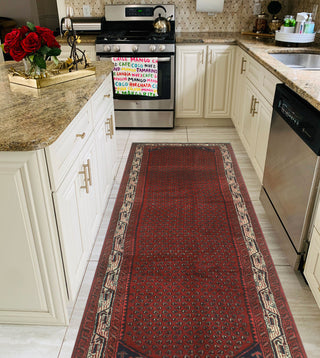 Vintage Distressed Reiner Red/Ivory Runner, 3'4x9'11