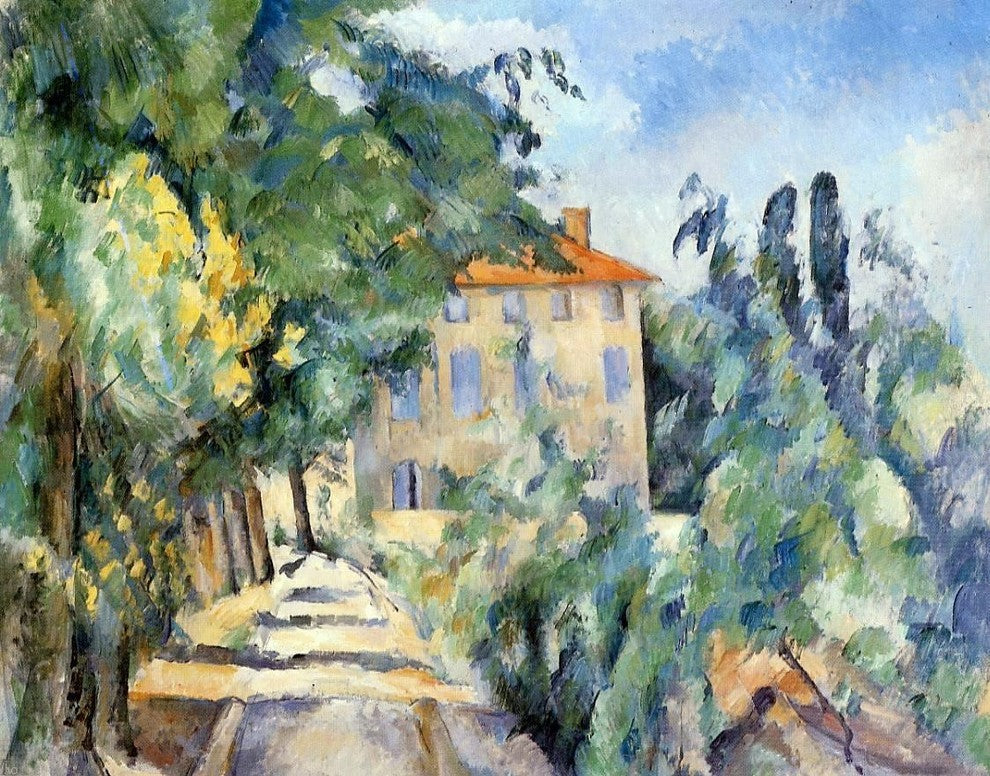 Paul Cezanne A House With Red Roof, 21"x28" Wall Decal