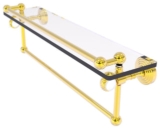 Pacific Grove 22" Twisted Glass Shelf with Towel Bar, Polished Brass