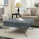 Rabbit Faux Fur Tufted Coffee Table, Gray Flannel, 33"x33"x18"