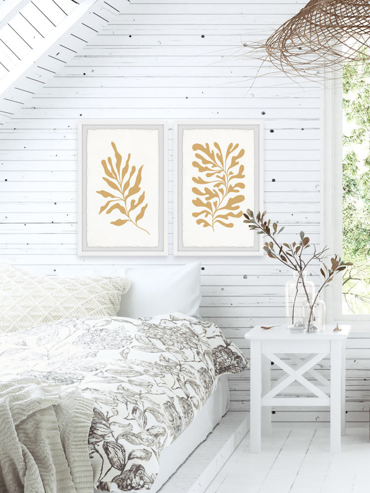 Golden Seaweeds Diptych, Set of 2, 20x30 Panels