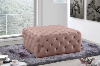 Ariel Velvet Upholstered Ottoman/Bench, Pink