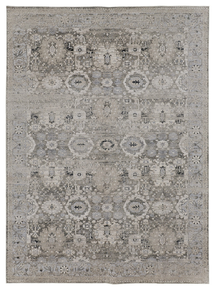 Weave & Wander Adana Metallic Rug, Ivory/Silver Gray, 5ft x 8ft Rug
