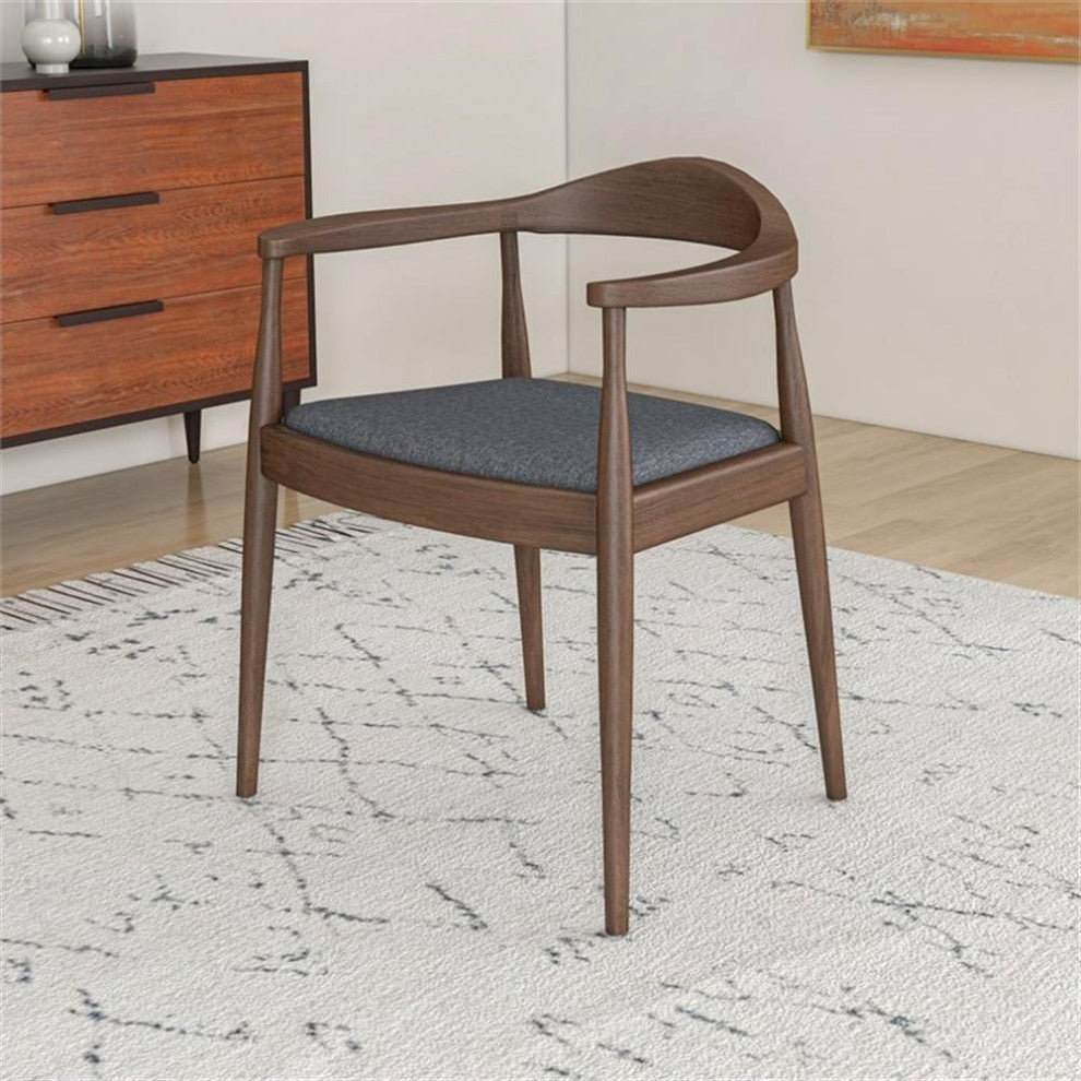 Hartford Mid-Century Modern Fabric Dining Chair in Gray