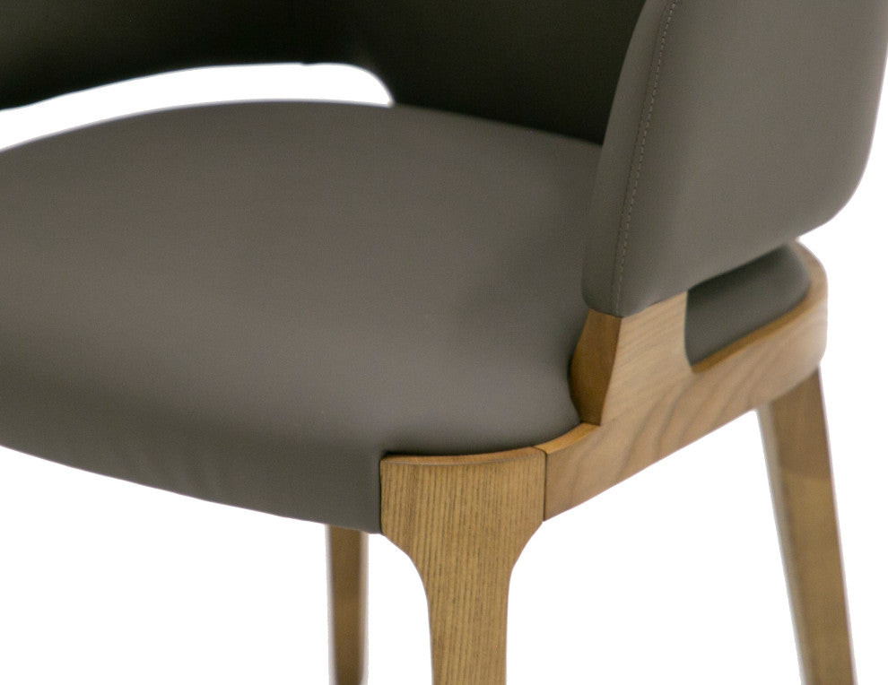Modrest Baskin Brown and Walnut Arm Dining Chair