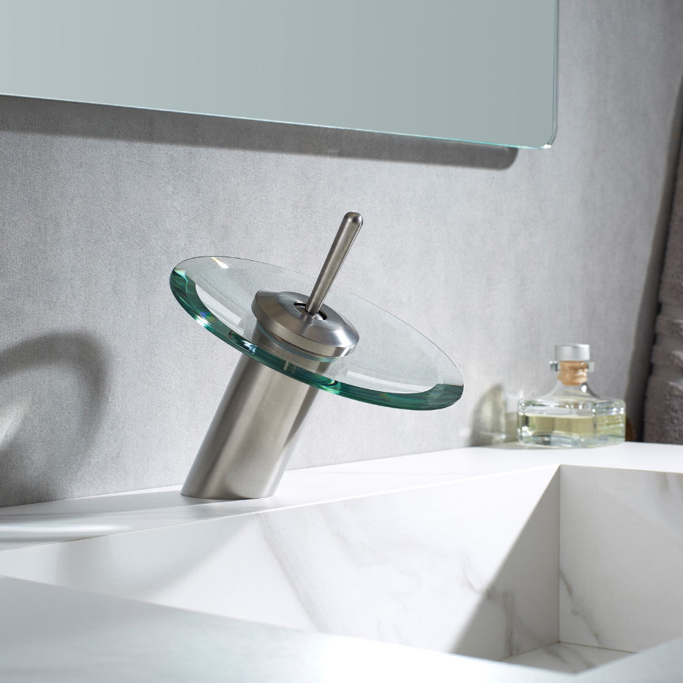 Torino Falls Single Hole Bathroom Faucet, Satin Nickel