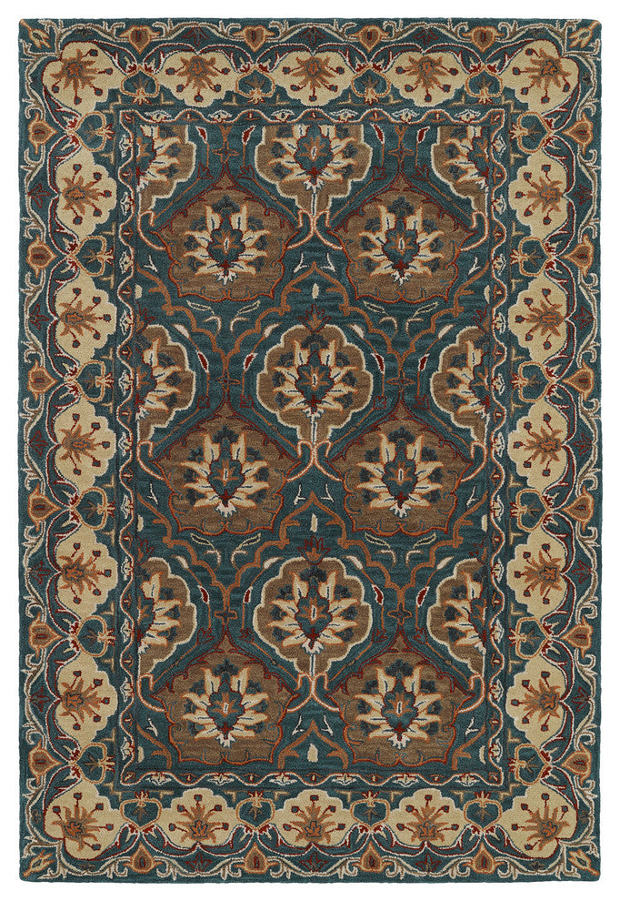 Kaleen Hand-Tufted Middleton Teal Wool Rug, 5''x7''9"