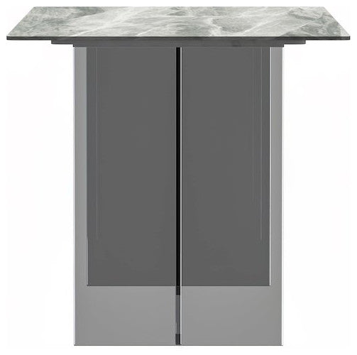 Kova Series Dining Table, Clear Base with 62 Light Grey Sintered Stone Top