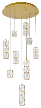 Polaris 9-Light Pendant, Gold, Clear Royal Cut Crystal