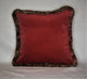 red velvet fringed decorative throw pillow for sofa or bed, 23x23