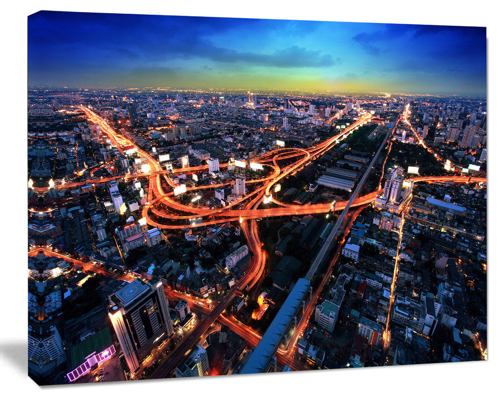 Bangkok Expressway Aerial View, Extra Large Canvas Art Print, 60"x28"