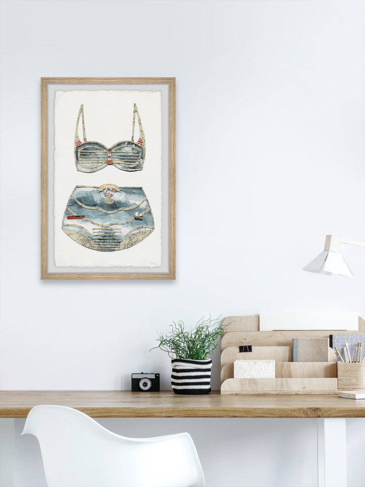 "Florida Retro Bikini" Framed Painting Print, 16x24