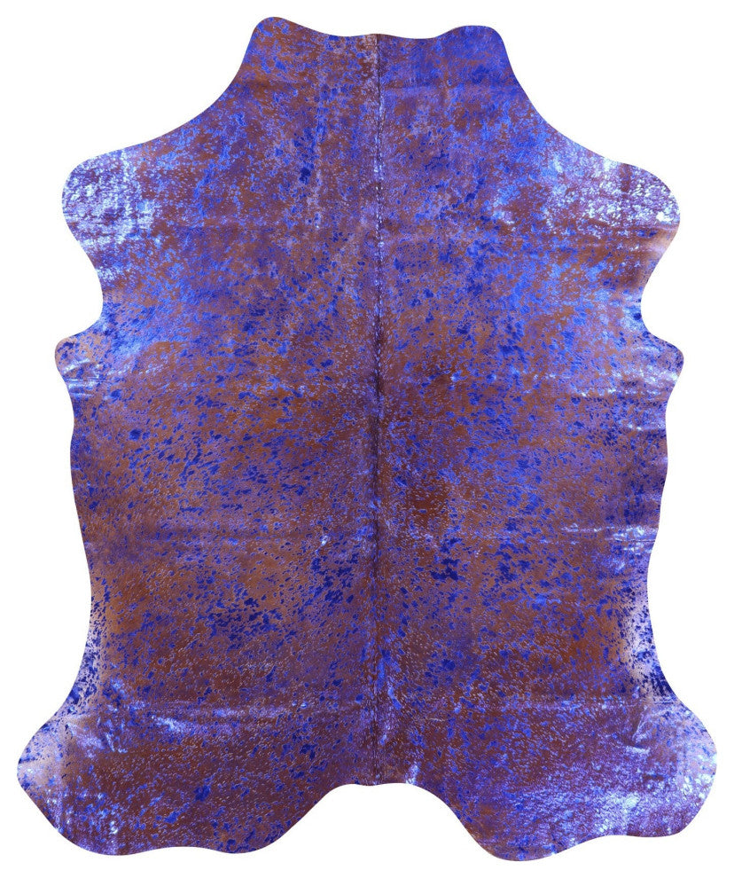 7' 0" X 6' 0" Blue Metallic Cowhide Rug C2081