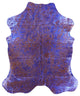 7' 0" X 6' 0" Blue Metallic Cowhide Rug C2081