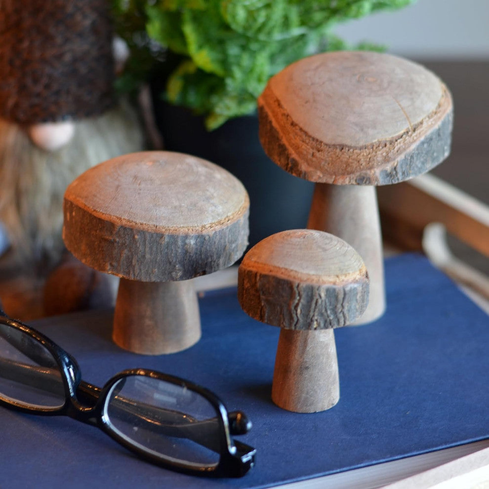 3 Piece Wooden Mushroom Set