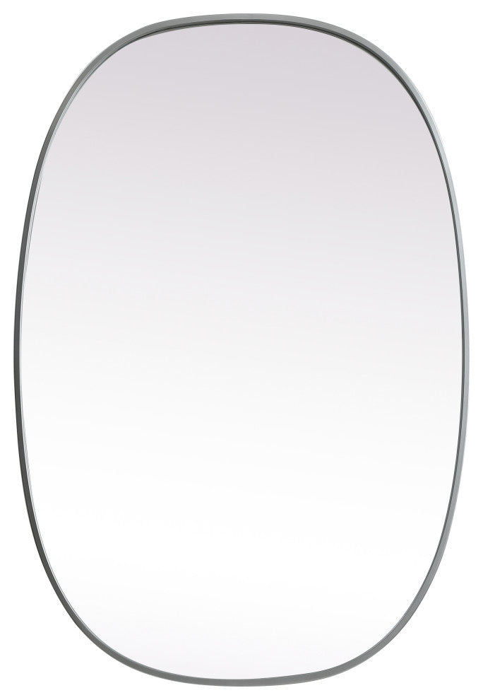 Metal Frame Oval Mirror 27X40 Inch, Silver