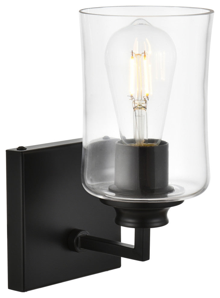 1 Light Black And Clear Bath Sconce