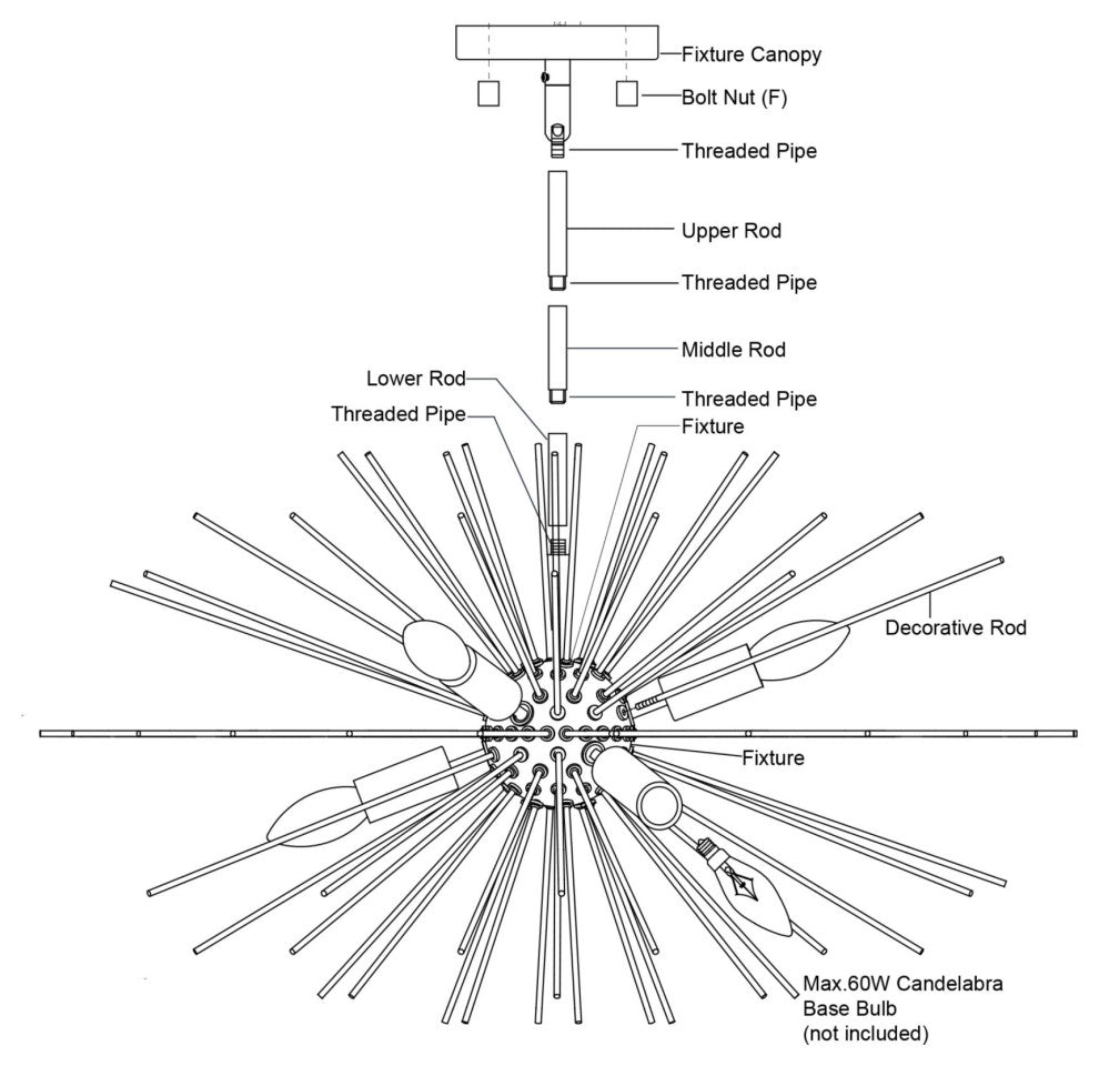 Vaxcel Lighting P0366 Nikko 6 Light 28"W Pendant - Gold