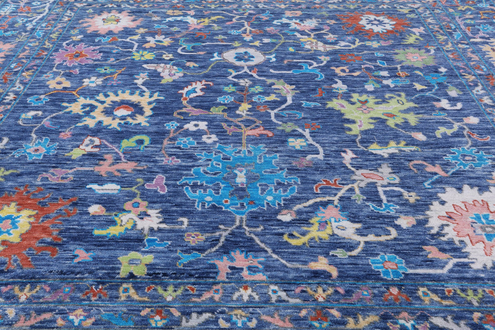 12' Square Hand Knotted Turkish Oushak Wool Rug - Q13343