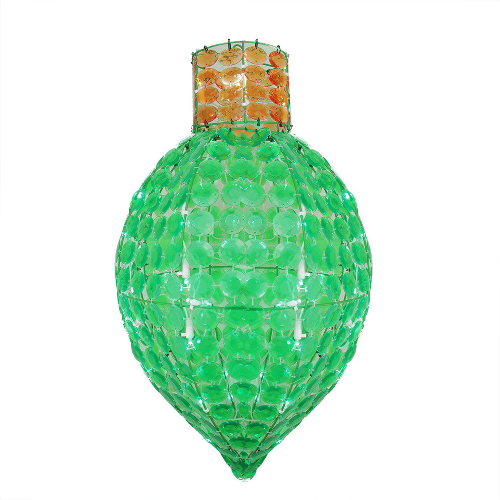 23" LED Green and Amber Faceted Finial Light Bulb Christmas Yard Art