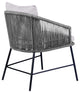 Calica Outdoor Patio Dining Chair, Black Metal And Gray Rope
