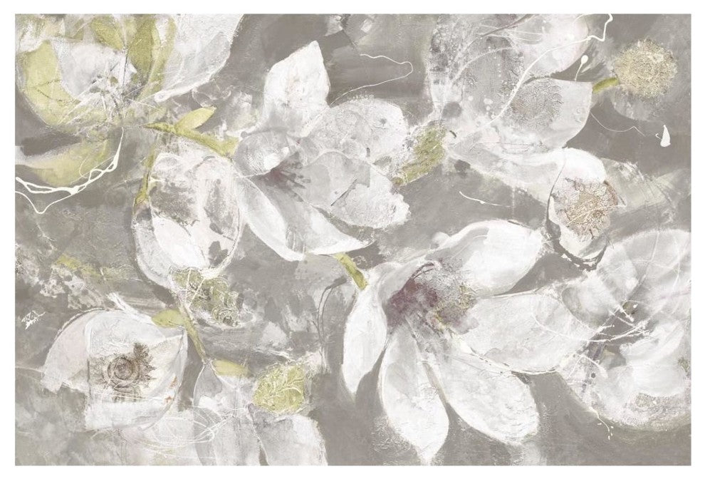 "Magnolias in Bloom Greige" Digital Paper Print by Albena Hristova, 20"x14"