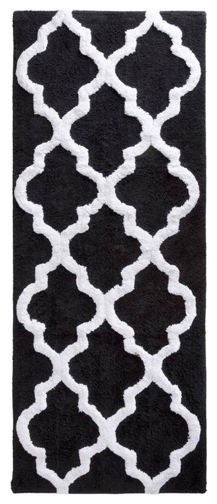 Lavish Home 100% Cotton Trellis Bathroom Mat, 24x60 inches, Black