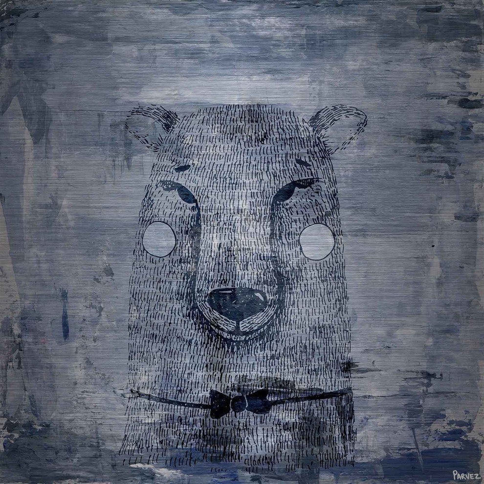 "Blue Smile" Painting Print on Brushed Aluminum, 18"x18"