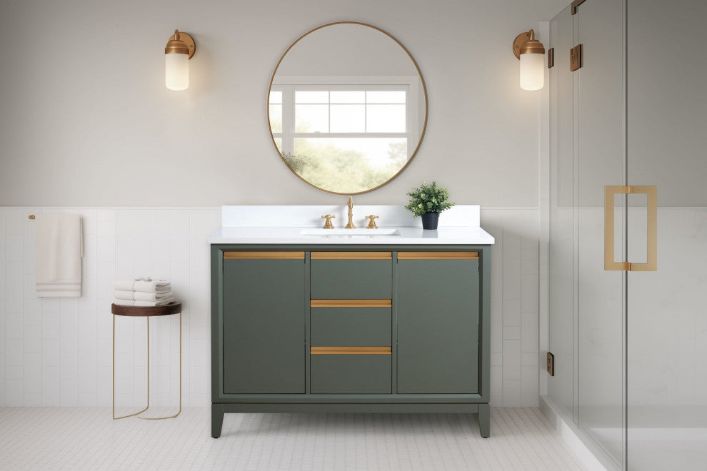 Vanity Art Bathroom Vanity With Sink, Vintage Green, 48" Single