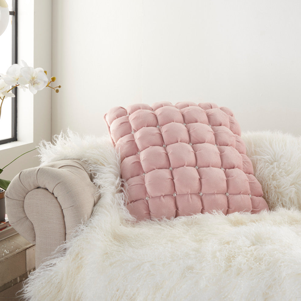 Nourison Home 20"x20" Mina Victory Sofia Quilted Swarovski Rose Throw Pillows