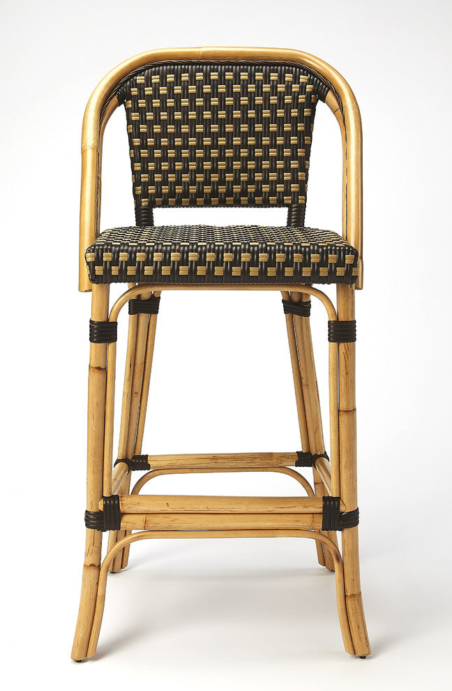 Lila Dark Brown Rattan Bar Stool, 3715398