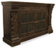 Euclidean 2-Door Hand-carved Solid Wood Sideboard with Glass Doors in Brown