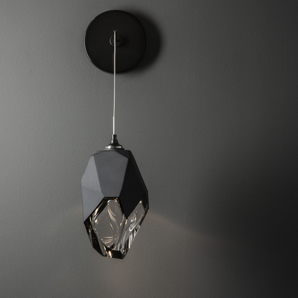 Chrysalis Large Low Voltage Sconce Ink Finish, Black Crystal