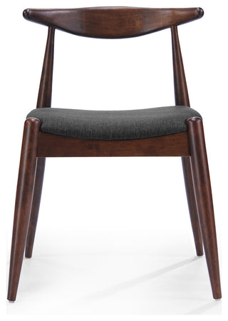 GDF Studio Sandra Mid Century Modern Dining Chairs, Set of 2, Charcoal/Walnut