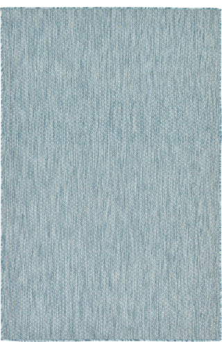 Unique Loom Aquamarine Solid Outdoor 4' 0 x 6' 0 Area Rug